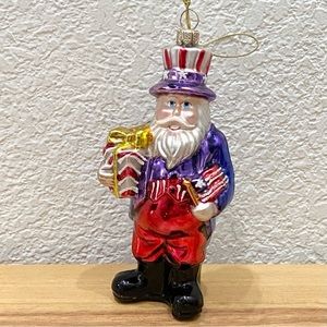 Vintage Summit Uncle Sam Hand Blown Mercury Glass Christmas Ornament